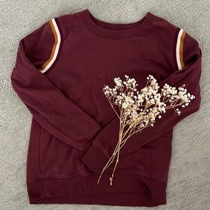 Maroon sweater with fun stripe